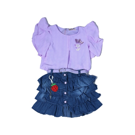 [6340A] Denim skirt and top