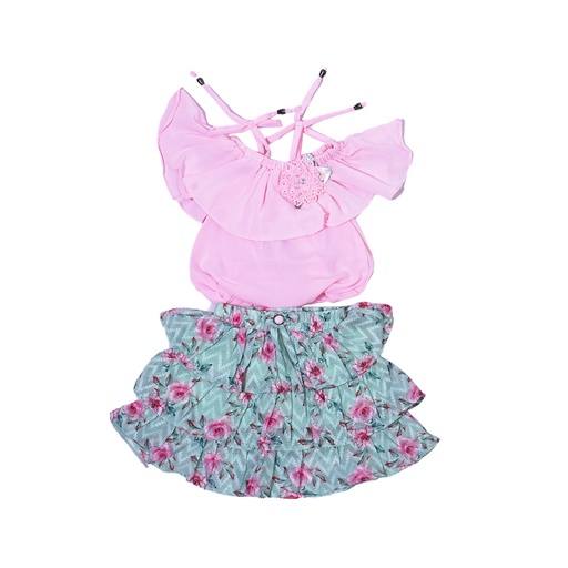 [6224] Printed Skirt and Top